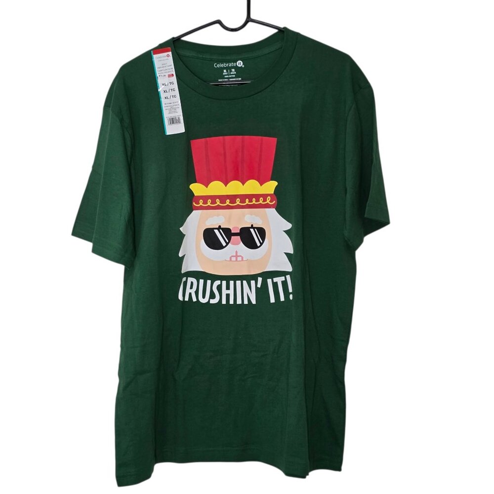 Celebrate It Dark Green "Crushin' It" Nutcracker Adult Crew Neck T-Shirt XL NWT
